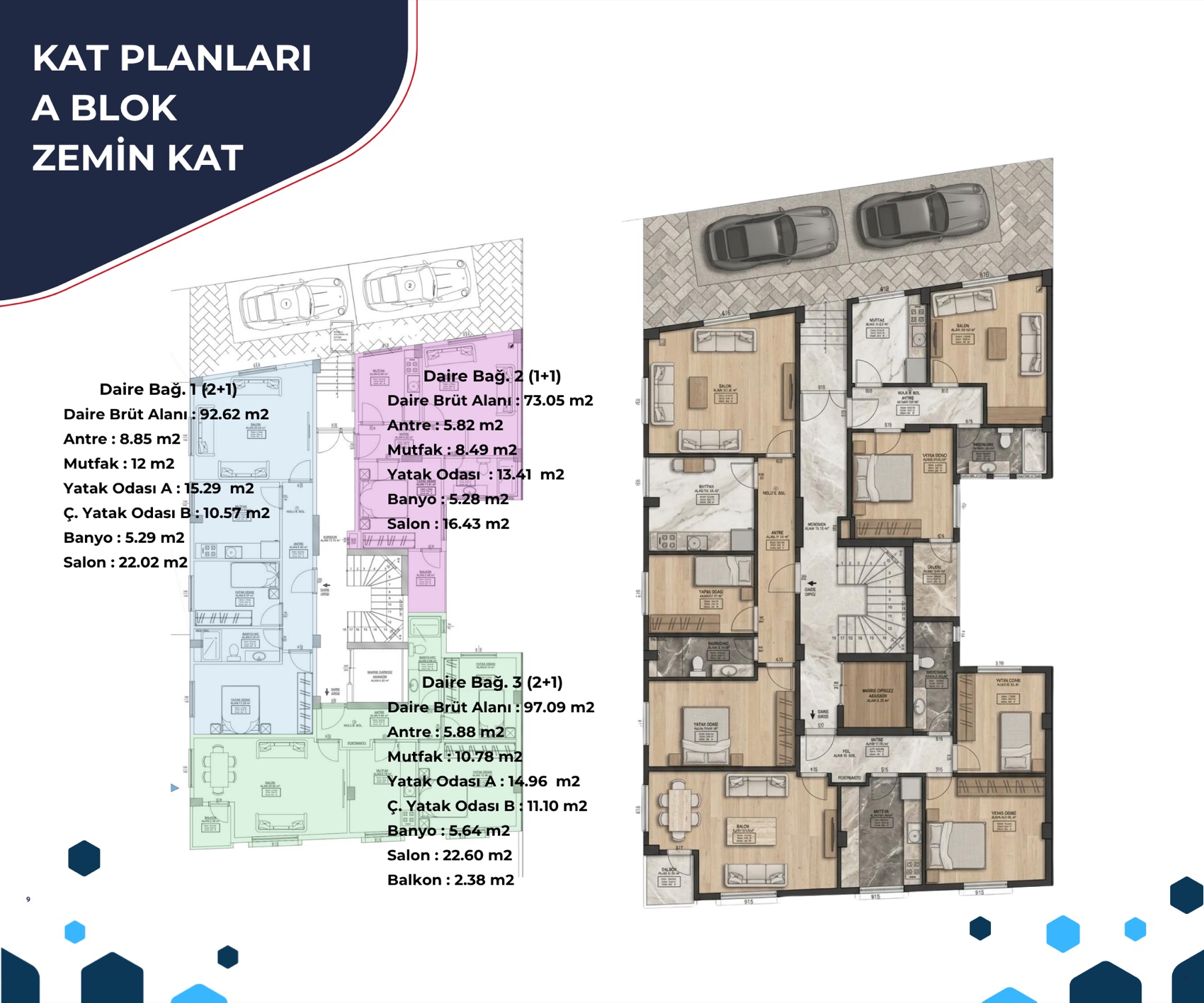 A Blok Zemin Kat planı